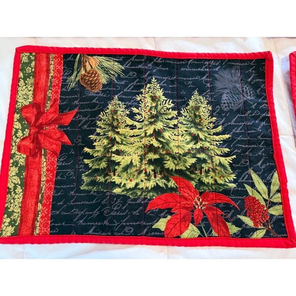 4 Handcrafted Quilted Carte Postel French Country Christmas Placemats Tree - Picture 8 of 15